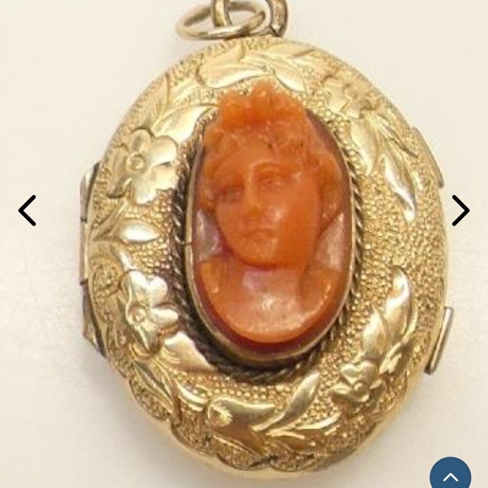 ISO Coral Cameo Victorian Pendant